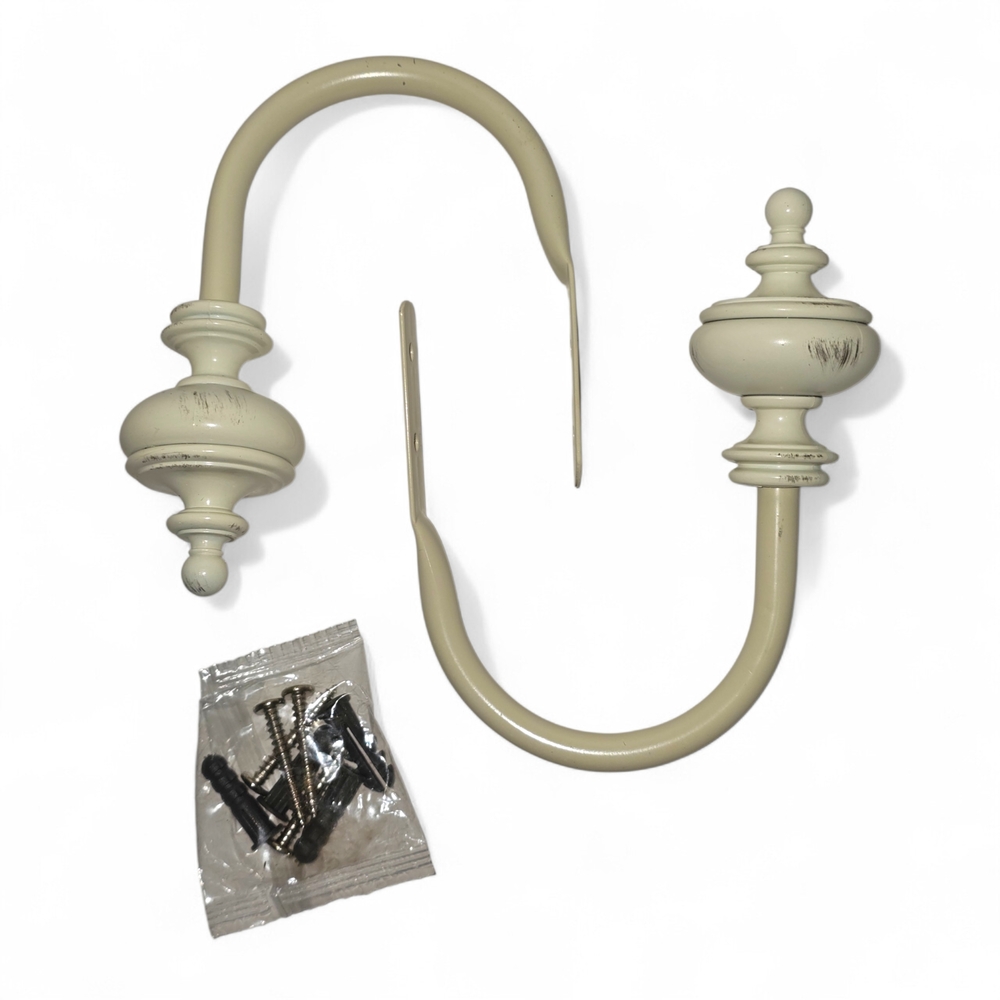 Curtain Holdback Pair 5/8" Cream Distressed Decorative Drapery Hardware